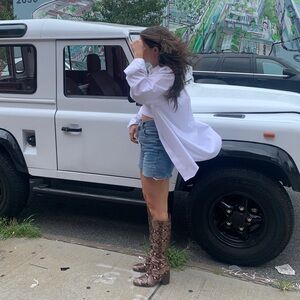 Snakeskin Print Knee High Boots